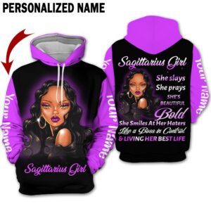Personalized Name Sagittarius Girl 3D All Over Printed Clothes AA0401B9